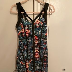 Printed black party dress